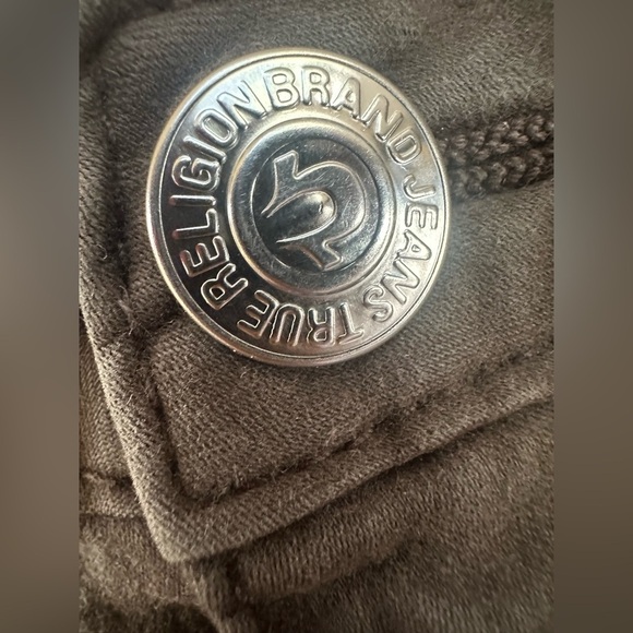 True Religion Women’s 27x29 Misty Green Flap Pocket Stretch Skinny Jeans Vintage - Picture 11 of 12